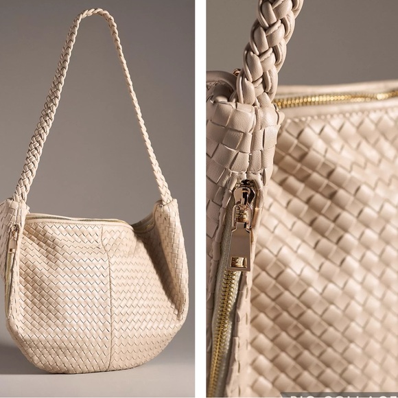 Melie Bianco Handbags - Anthropologie Melie Bianco Woven Crossbody Bag NWOT Beige Vegan Leather Woven